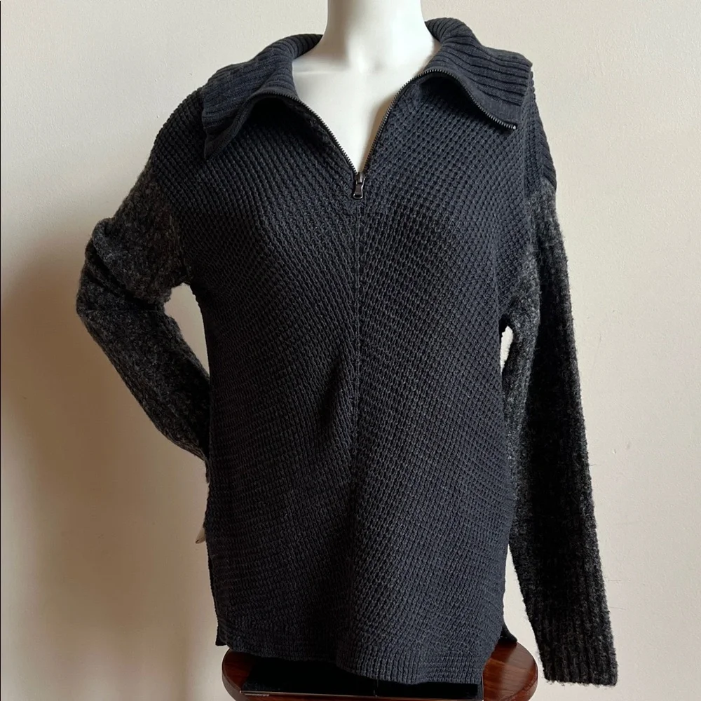 Carbon2Cobalt  Charcoal cowl neck Sweater with zipper